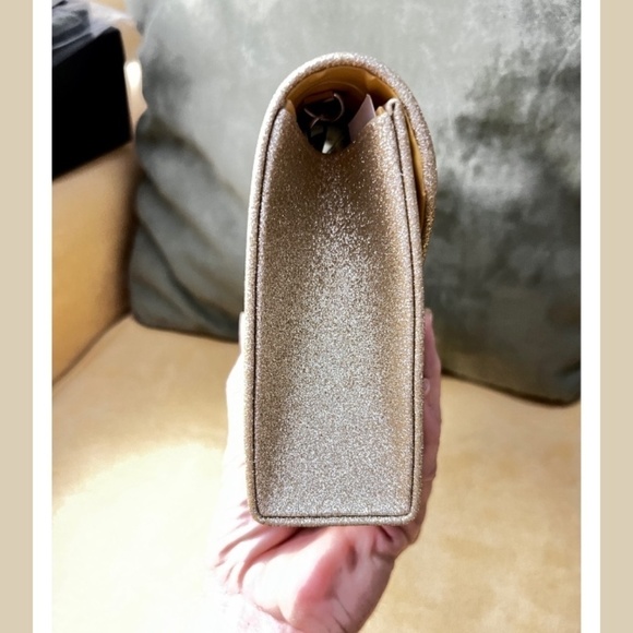 NWT Gold Glitter & Rhinestone Accent Envelope Evening/Clutch/Crossbody Bag - Picture 6 of 14